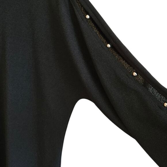 Chico's Easywear Blouse Long Sleeve Open Top Sleeves Gold Studs Women 2 (Large) - Picture 4 of 8